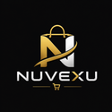 NUVEXU logo with a shopping bag design on a black background
